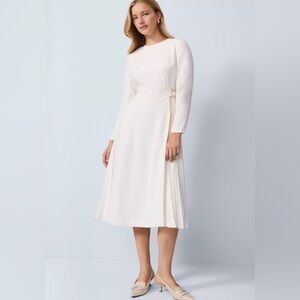 Ann Taylor Pleated Crepe Flare Dress